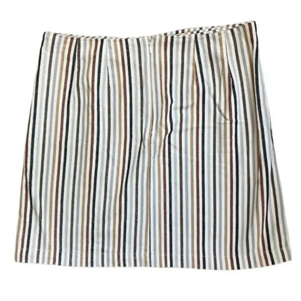 Altar'd State Cream Colored Vertical Striped Skirt Medium